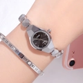 GEDI silver bracelet watch with dark grey dial and matching geometric chain links - Silver Case Black Dial