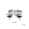 Detail view of iridescent acrylic face rhinestones with placement guide for masquerade - YT-02