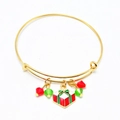 Detail of Christmas stretch bracelet with gold plating, enamel gift box charm and beads - Christmas Gift Box