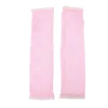 Elegant pink lace sun protection sleeves with floral embroidery and fingerless design - Pink