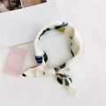 Narrow silk twilly scarf featuring colorful cartoon bird and plant prints on cream white - 18 Woodpecker White