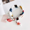 Silk neck scarf with colorful polka dots and geometric patterns on white base - 3 Socks White