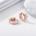 Minimalistische roségouden titanium stalen oorringen met vier rechthoekige witte zirkonen - Wit
