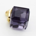DIY jewelry charm featuring a purple faceted crystal cube with a gold metal loop - Violet