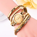 Golden Geneva wrap watch with leopard print and multi-layer faux leather bracelet - Gold