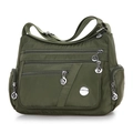 Borsa a tracolla in nylon verde militare da donna con tasche multiple con zip e grande capacità - Verde Militare