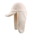 Winter thermal beige lamb wool trapper hat with ear flaps and thickened plush lining - 58cm / Off White
