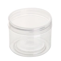Clear PET plastic food storage jar with airtight screw lid on a plain white background - Clear