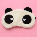 Mascherina per dormire a panda in peluche con occhi a cuore su sfondo rosa - Cuoricino Bianco