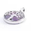 Silberner Lebensbaum-Anhänger mit rundem, durchscheinendem Amethyst-Purpurstein - Amethyst (Ohne Kette)
