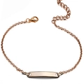 Poliertes ID-Armband aus roségoldenem Edelstahl mit Karabinerverschluss auf weißem Grund - Einfacher Stil / Roségold