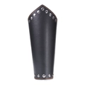 Punk-Handgelenkschutz aus schwarzem Leder mit orangen Nähten und Metallnieten-Details - Schwarz