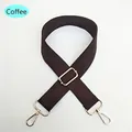Adjustable coffee brown thick canvas shoulder strap with gold metal hooks for handbags - Brown