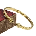 Brazalete abierto de oro de 18K con grabados retro y diseño étnico para mujer - Talla Pequeña 4*6mm / Dorado