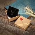 Elegant kraft gift box with champagne ribbon and black four-leaf clover pendant necklace - Kraft Rose Box (With Clover Necklace)