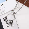 Vintage silver headphone pendant necklace with thick woven chain in a retro hip-hop style - Headphone Style (A010)