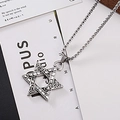 Silver Men's Hip Hop Necklace featuring Celtic knot star pendant on card backdrop - Celtic Knot Hexagram Style (A019)