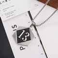 Men's silver alloy dog tag necklace featuring a hex pendant with embossed number 13 - Lucky Number 13 Style (A030)