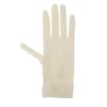 Guantes de novia elásticos de rejilla blanco crema con puños calados decorativos - Talla única / Blanco Roto