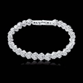 Elegant silver bracelet featuring crystal floral clusters and a secure fold-over clasp - Bright Silver Four-petal Flower Cluster Style (5606)