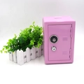 Mini salvadanaio a cassaforte rosa con serratura meccanica e chiave in metallo - Rosa