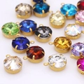 Colorful round glass crystal pendants with gold claw settings for DIY jewelry making - Multi-color