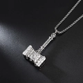 Mens hip hop Thor's hammer pendant necklace in silver finish with metal chain - Thor's Hammer Style (A041)
