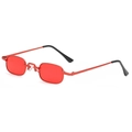 Retro small square sunglasses with vibrant red lenses and thin red metal frame - Red Frame Red Lens