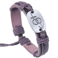 Woven purple leather bracelet featuring a silver metal plate with gender equality symbol - Purple/Gender Symbol