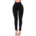 Jeans skinny neri a vita alta vestibilità slim in denim elasticizzato con bottone in metallo - S / Nero