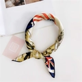 Detail view of square scarf with leopard print and flag patterns on white background - Flag Print