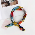Equestrian print skinny silk scarf in royal blue and yellow with horse bit patterns - 35 Little Red Horse