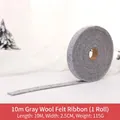 10-meter grey wool felt ribbon roll for DIY Christmas wreaths and tree decorations - Gray / 2.5cm Wide
