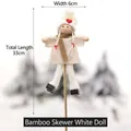 Mini muñeco navideño de felpa blanca con piernas largas y vara de bambú, adorno de 33 cm - Palo de Bambú Muñeca Blanca / Blanco