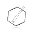 Modern minimalist silver hexagonal hair clip with a twisted metallic finish and sleek design - Hexagon / Silver