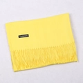 Classic yellow cashmere-feel scarf with elegant fringes and a designer woven label - Light Yellow / 68x200cm