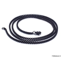 Collier unisexe en acier inoxydable à perles carrées noires, disposition enroulée, 720mm - Style 720mmx2.5mm (KN80673-Z)