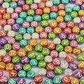 Colorful 4x7mm acrylic Cyrillic alphabet beads with metallic finish for DIY jewelry - Plated Multicolor with Yellow Russian Letters