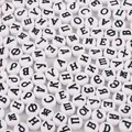 4x7mm white acrylic beads with black Cyrillic Russian letters for jewelry making - White with Black Russian Letters
