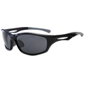 Streamlined all-black sports cycling sunglasses with lightweight frame and gray lenses - Black Frame Grey Lens
