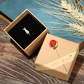 Kraft ring gift box with red rose decoration and Just for you ribbon on wooden desk - Small Kraft Paper Box (With Red Rose & Ring Slot)