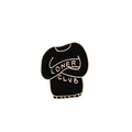 Broche en émail noir style punk pull avec texte Loner Club et bords en alliage doré - Pull / Loner Club