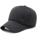 Berretto da baseball da uomo in velluto a coste nero con paraorecchie e logo Sport - Regolabile / Grigio