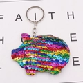Regenboog omkeerbare pailletten varken sleutelhanger voor tassen en auto accessoires - Laser Regenboog