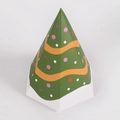 Green Christmas tree-shaped paper favor box with orange waves and colorful dots - XT80-Green Christmas Tree