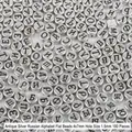 Flat round antique silver acrylic beads with black Russian letters for DIY jewelry making - Antique Silver with Russian Letters