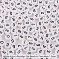 4x7mm weiße Acryl-Alphabet-Perlen mit schwarzen Zahlen für DIY-Schmuck 100 Stück - 4x7mm / Weiß & Schwarze Zahlen