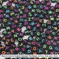 Black 4x7mm acrylic letter beads with colorful letters for DIY jewelry making - Black with Colorful English Letters