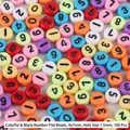 Colorful 4x7mm acrylic flat beads with black numbers for DIY children jewelry making - Multicolor with Black Numbers