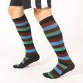 Colorful striped crew socks in black, brown, red, and blue for casual sports wear - Black